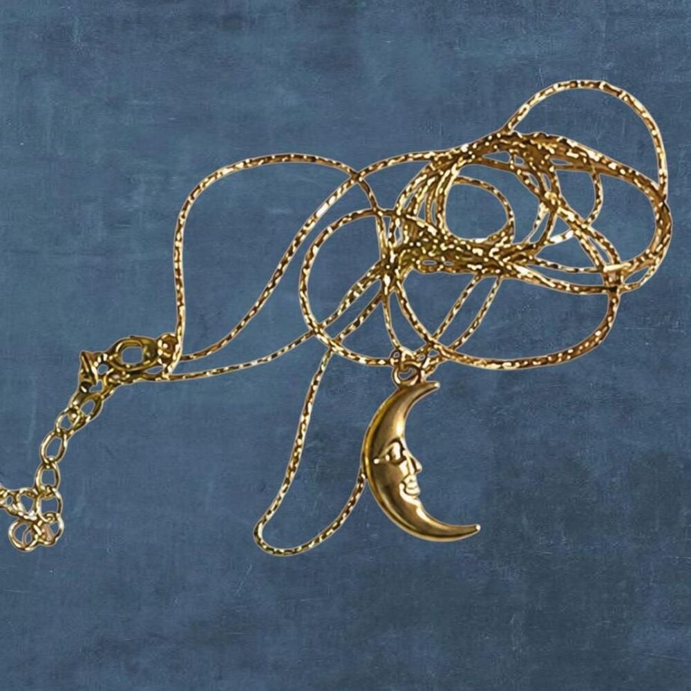 whimsical dainty gold plated moon necklace